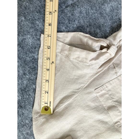 J. Crew Shirt Womens Medium Linen Blend Top Collared beige Short Sleeve - Picture 5 of 6